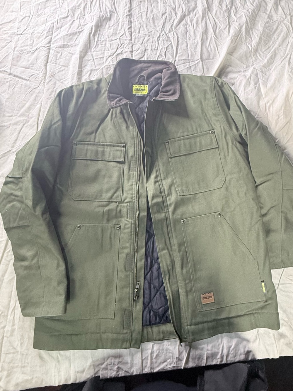 Men's Olive Green Utility Coat - Quilted Lined Jacket